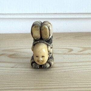 Carved Netsuke Monk Buddha Figurine Japanese Statue Miniture